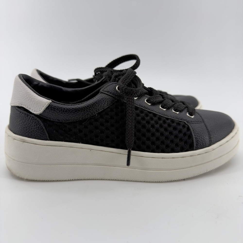 Steven by Steve‎ Madden NC-NAPA Black Leather Mesh Platform Sneakers Womens 6.5M